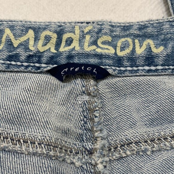 Madison Distressed Jeans Stretch Mid Rise Flare Leg Womens 7/8 Y2k 90s Rodeo - Picture 9 of 16